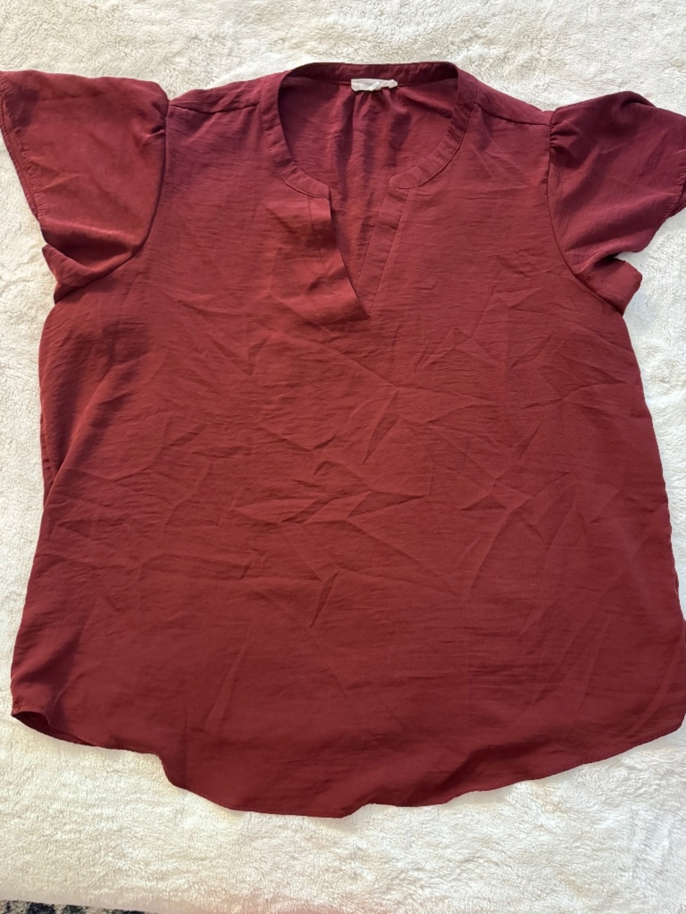 Maroon flutter sleeve blouse